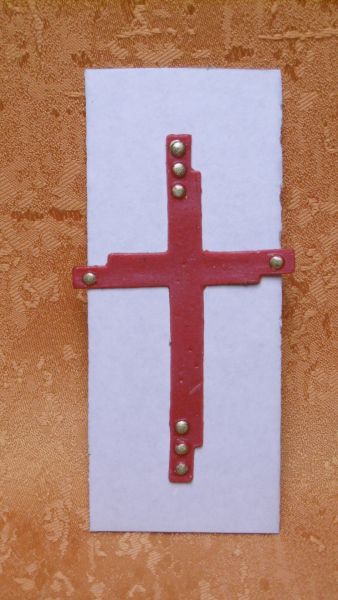 Wachsmotiv   Kreuz  Rot  Gold    9207